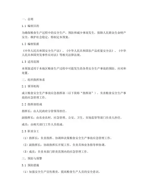 粮食安全生产应急预案范本