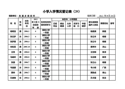 20、小学入学情况登记表