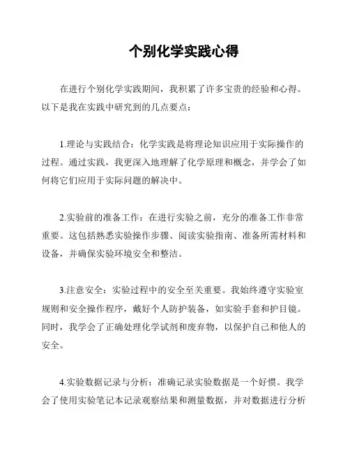 个别化学实践心得