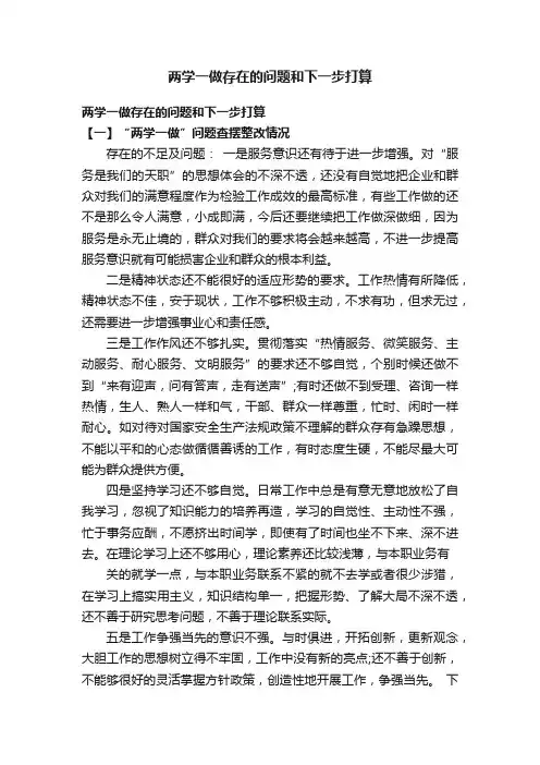 两学一做存在的问题和下一步打算