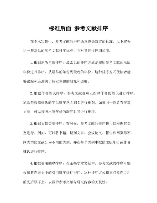标准后面 参考文献排序