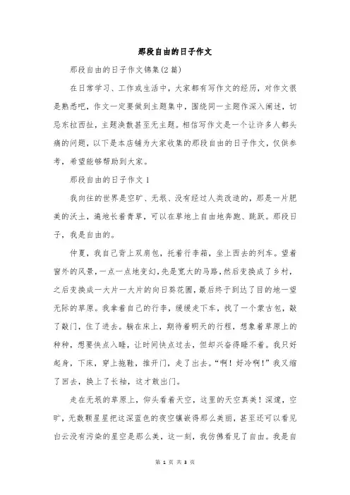 那段自由的日子作文