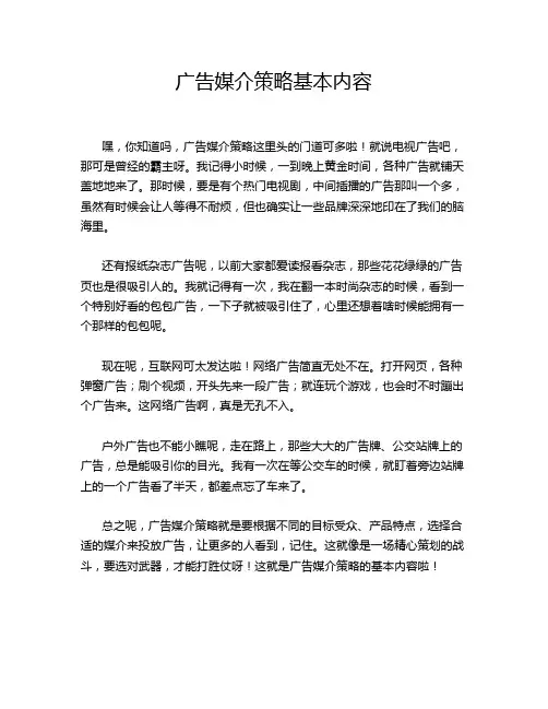 广告媒介策略基本内容