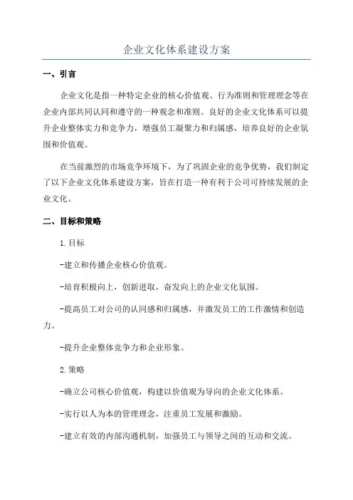 企业文化体系建设方案