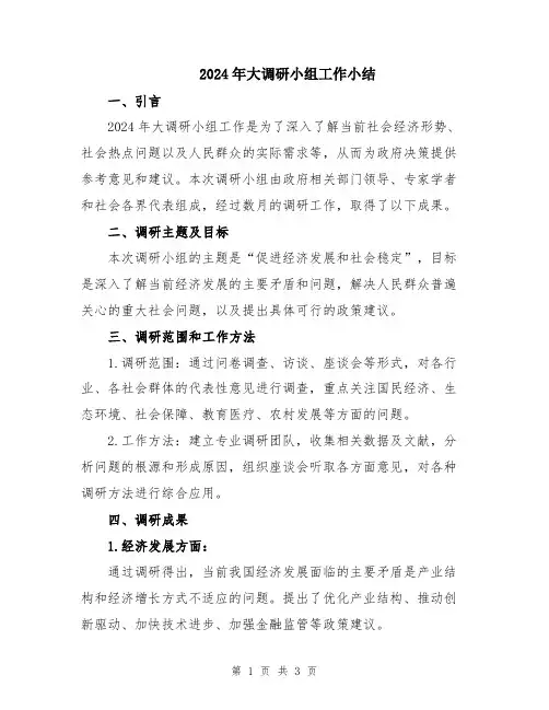 2024年大调研小组工作小结