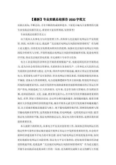 专业实践总结报告3500字范文