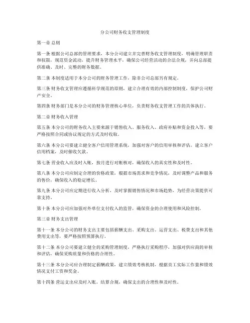 分公司财务收支管理制度