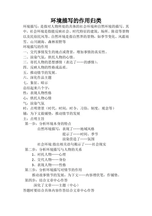 环境描写的作用归类