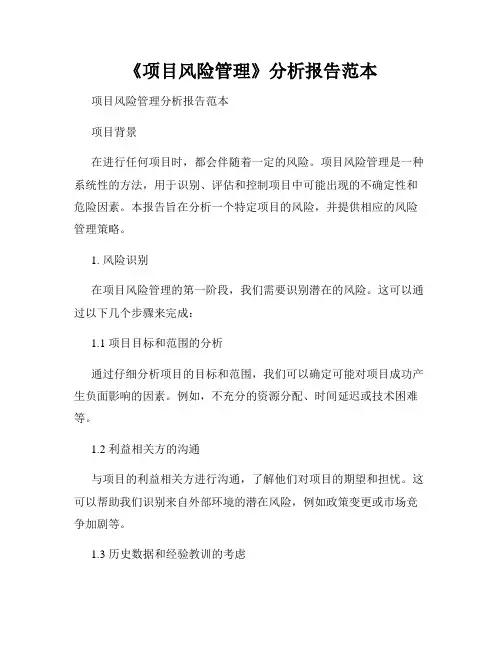 《项目风险管理》分析报告范本