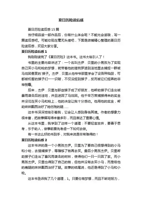 夏日历险读后感