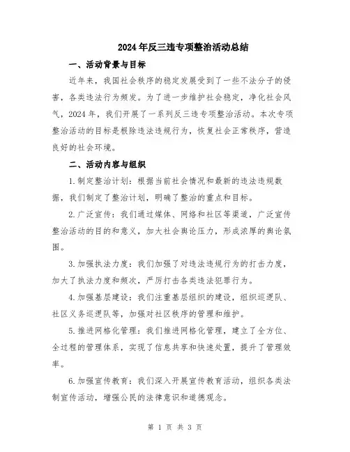 2024年反三违专项整治活动总结