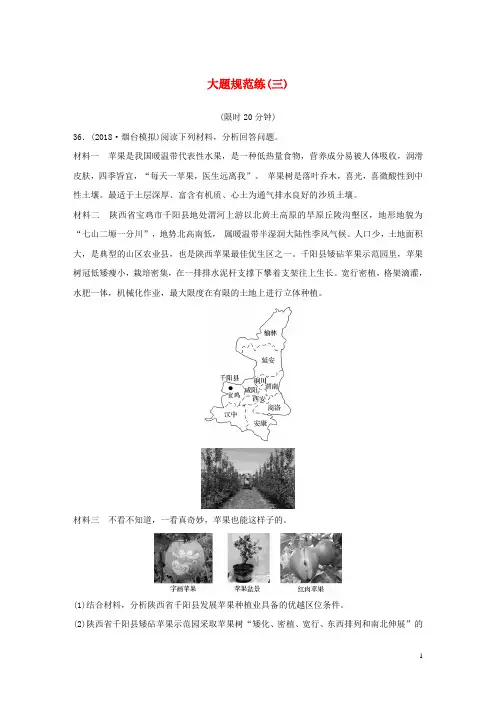 (全国通用版)2019高考地理总复习 精准提分练：大题规范练(三)