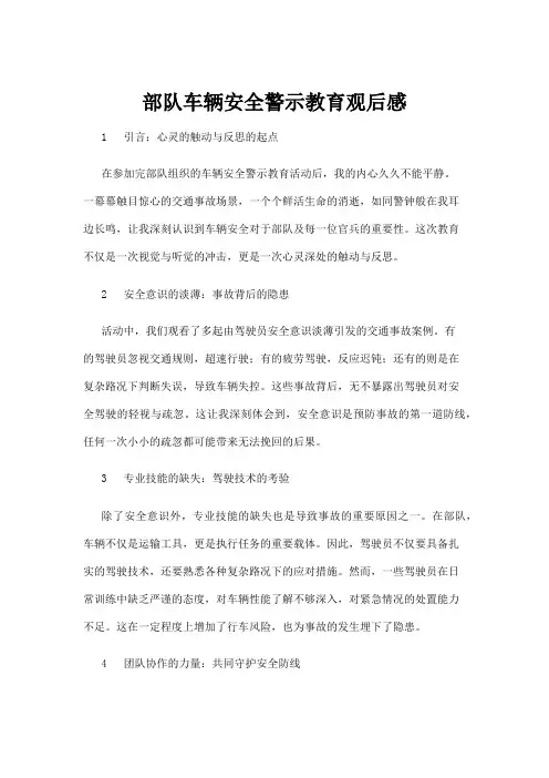 【法律】部队车辆安全警示教育观后感