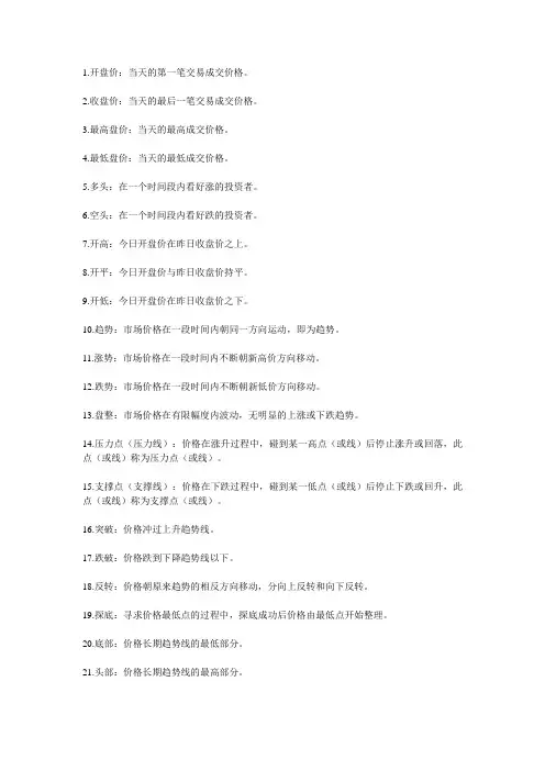 现货专业术语