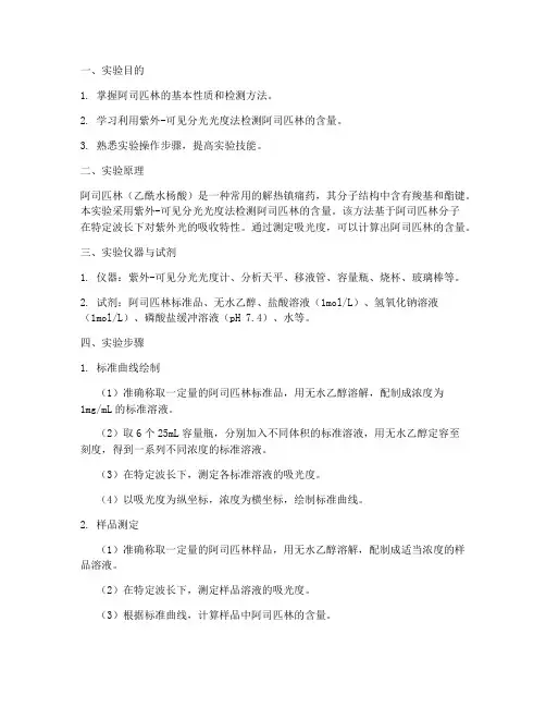 阿司匹林的检测实验报告
