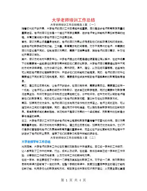大学教师培训工作总结3篇