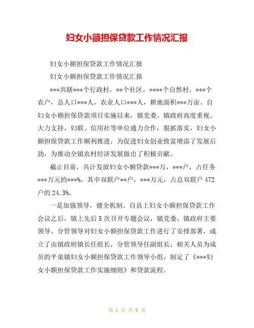 妇女小额担保贷款工作情况汇报