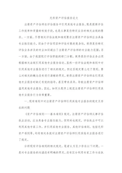 无形资产评估报告论文