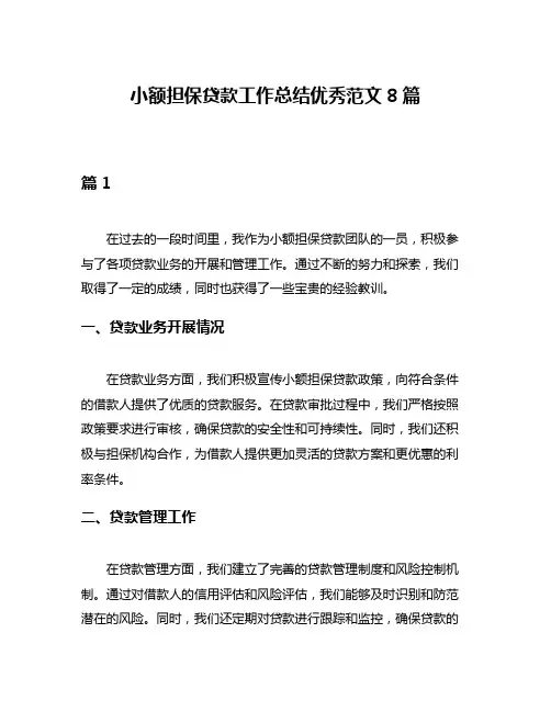 小额担保贷款工作总结优秀范文8篇