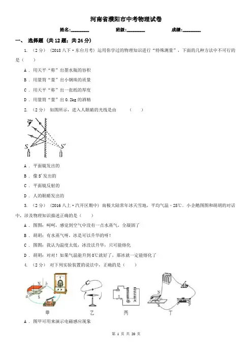 河南省濮阳市中考物理试卷