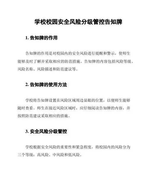 学校校园安全风险分级管控告知牌