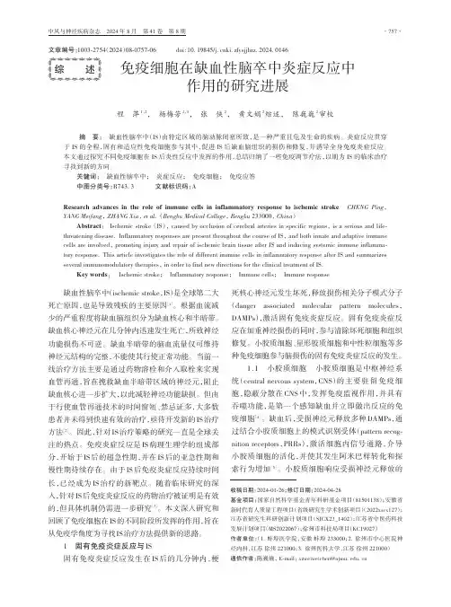 免疫细胞在缺血性脑卒中炎症反应中作用的研究进展