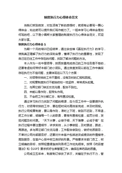 制度执行力心得体会范文