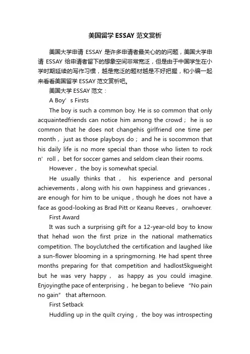 美国留学ESSAY范文赏析