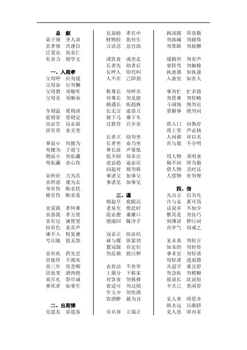 弟子规(背诵记忆版)