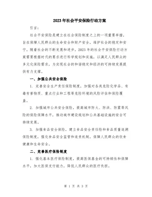 2023年社会平安保险行动方案