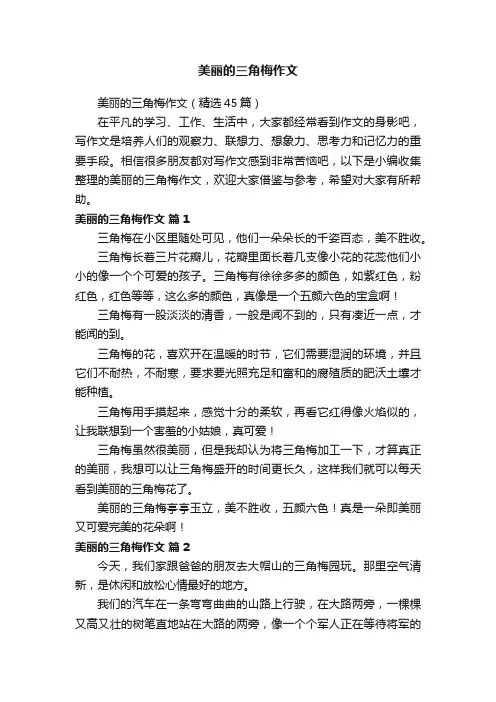 美丽的三角梅作文（精选45篇）