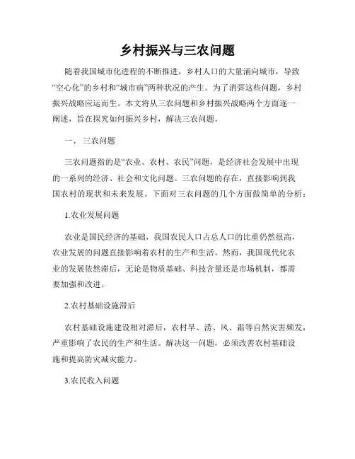 乡村振兴与三农问题