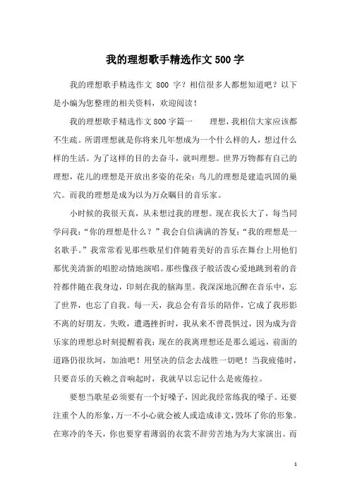 我的理想歌手精选作文500字