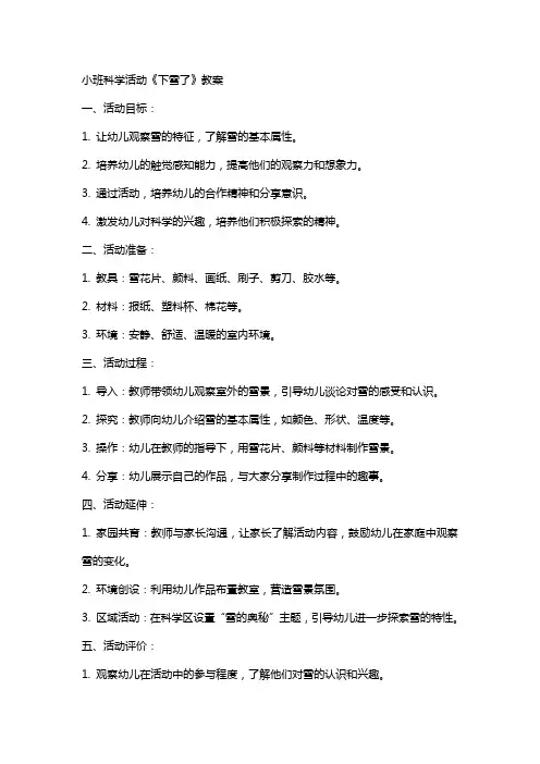 小班科学活动《下雪了》教案