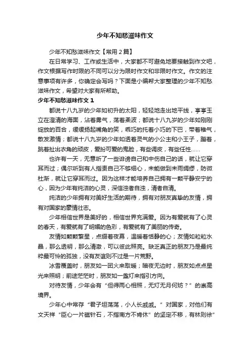 少年不知愁滋味作文【常用2篇】