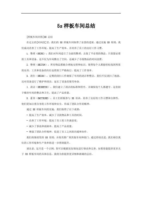 5s样板车间总结