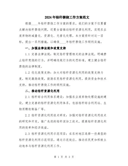 2024年秸秆禁烧工作方案范文