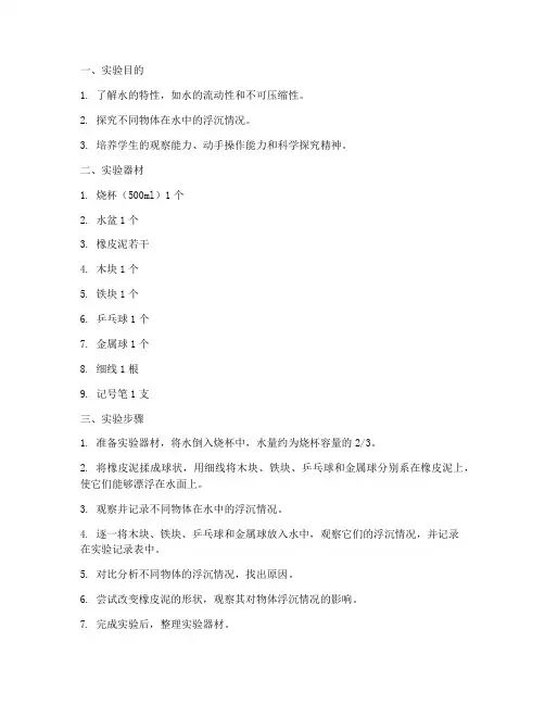 小学科学排水实验报告
