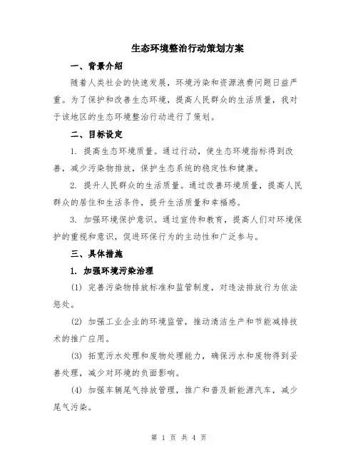 生态环境整治行动策划方案