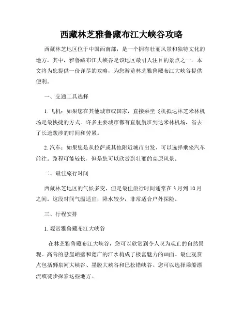 西藏林芝雅鲁藏布江大峡谷攻略