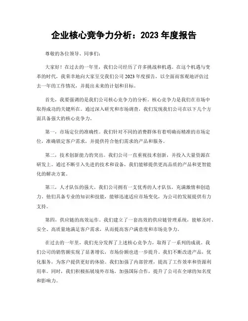 企业核心竞争力分析：2023年度报告