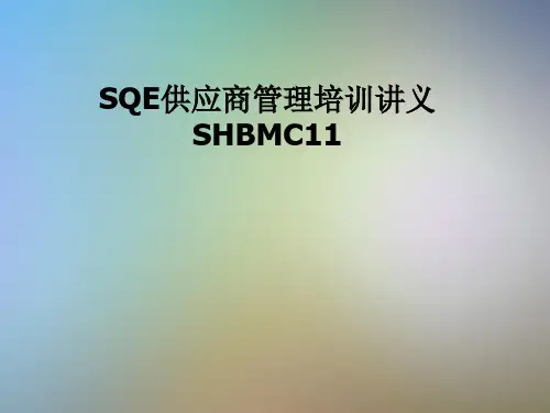 SQE供应商管理培训讲义SHBMC11