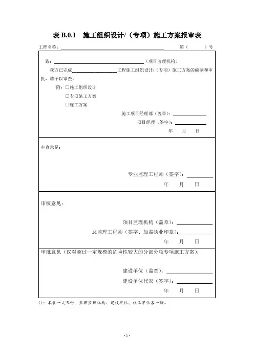 施工组织设计监理报审表
