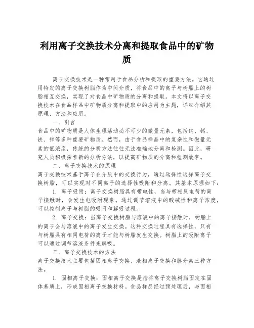 利用离子交换技术分离和提取食品中的矿物质