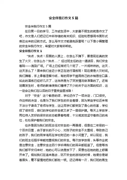 安全伴我行作文5篇