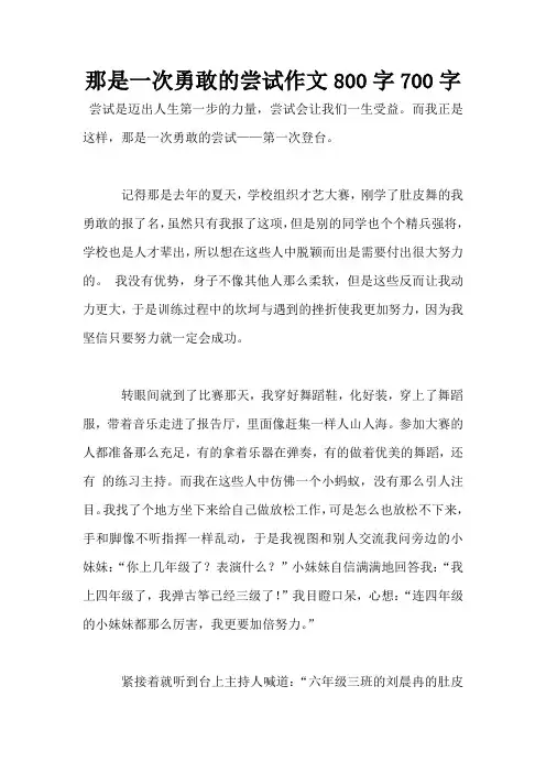 那是一次勇敢的尝试作文800字700字