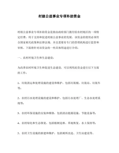 村级公益事业专项补助资金