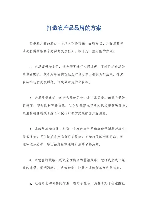 打造农产品品牌的方案