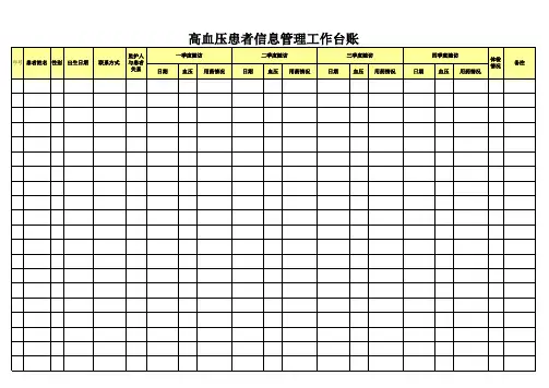 慢性病患者信息管理工作台账