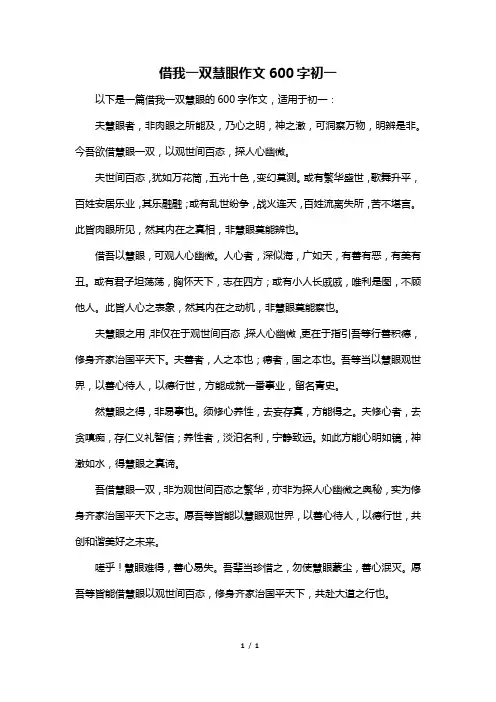 借我一双慧眼作文600字初一